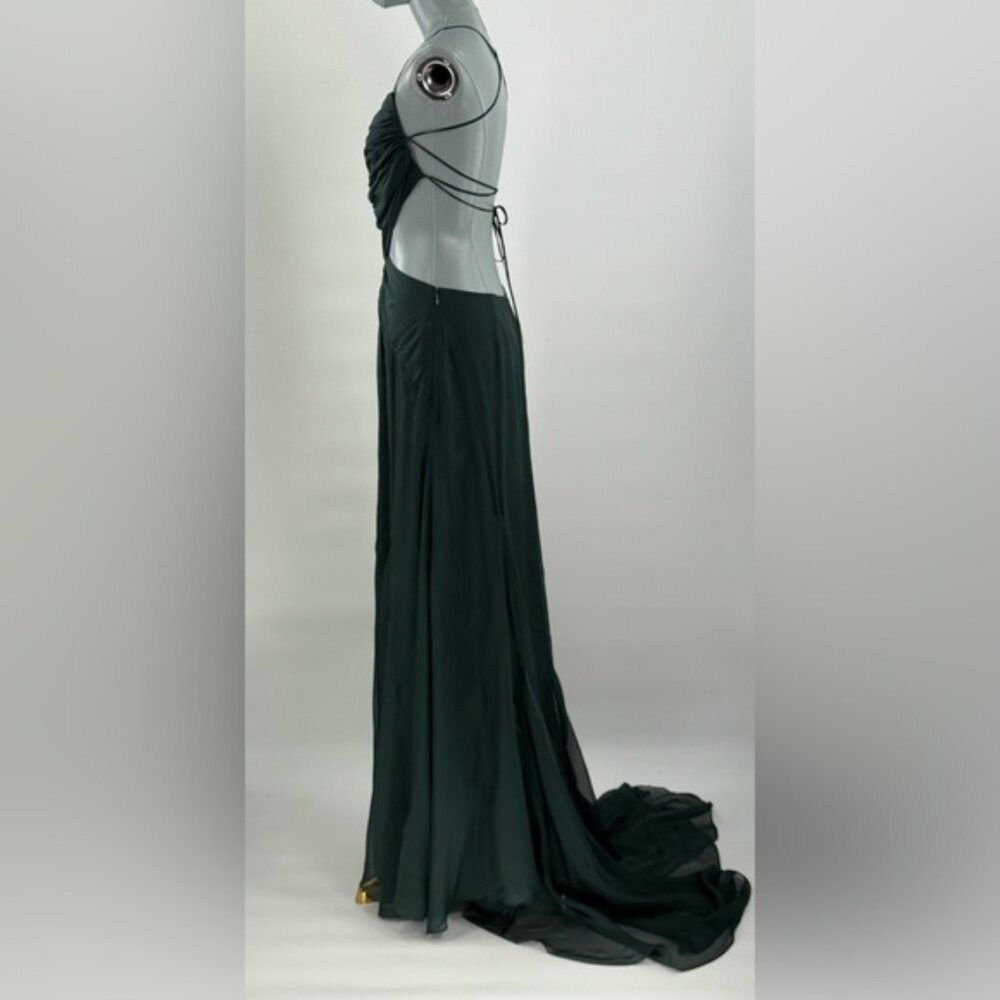 🆕 CULT GAIA 🧿 NWOT Aphea Silk Cut Out Backless Dress, Forest Green - Sz US 4 - Picture 11 of 17